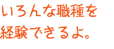 いろんな職種を 経験できるよ。